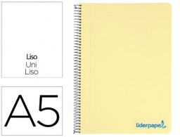 Cuaderno espiral Liderpapel Wonder A5 tapa plástico 120h micro 90g c/5mm. color amarillo